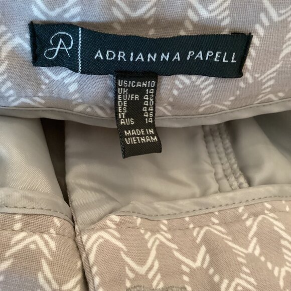 Adrianna Papell Womens Geometric Patterned Pants Size 10 Beige‎ & White Cropped - Picture 7 of 8